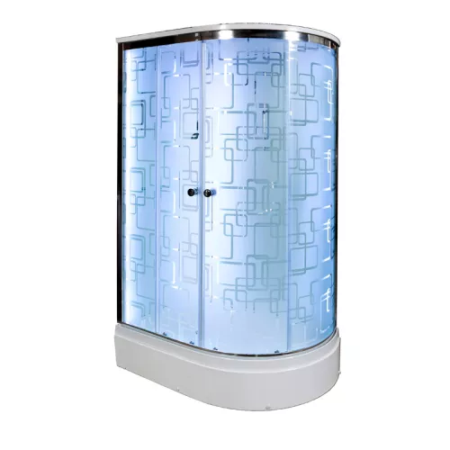 Душевая кабина AvaCan EM2712/720 L/R с рисунком/хром/средний, Цвет стекла: с рисунком, Цвет профиля: Хром, Тип поддона: Средний, Выбрать размер: 120х80, Внешний вид: С LED освещением, Наличие крыши: есть, Ориентация: левая, изображение 2