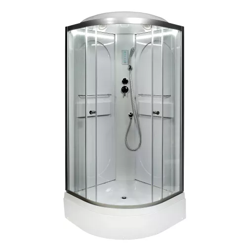 Душевая кабина AvaCan L510 прозрачное/хром/средний, Цвет стекла: прозрачное, Цвет профиля: Хром, Тип поддона: Средний, Выбрать размер: 100х100, Внешний вид: С LED освещением, Наличие крыши: есть, изображение 4