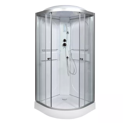 Душевая кабина AvaCan L608/609  прозрачное/хром/низкий, Цвет стекла: прозрачное, Цвет профиля: Хром, Тип поддона: Низкий, Выбрать размер: 80х80, Внешний вид: С LED освещением, Наличие крыши: есть, изображение 2