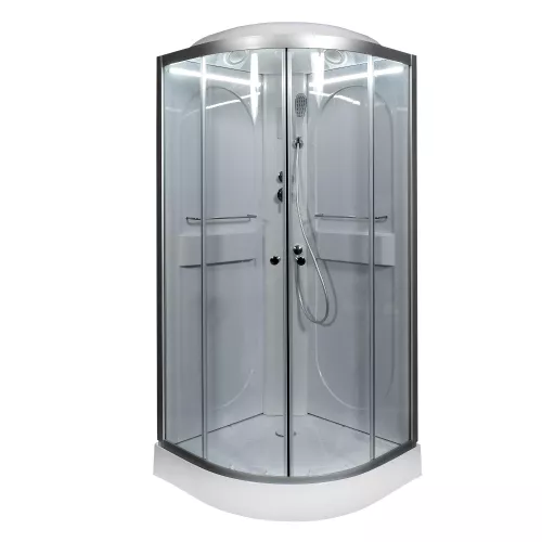 Душевая кабина AvaCan L608/609  прозрачное/хром/низкий, Цвет стекла: прозрачное, Цвет профиля: Хром, Тип поддона: Низкий, Выбрать размер: 80х80, Внешний вид: С LED освещением, Наличие крыши: есть