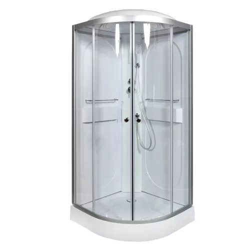 Душевая кабина AvaCan L608/609  прозрачное/хром/низкий, Цвет стекла: прозрачное, Цвет профиля: Хром, Тип поддона: Низкий, Выбрать размер: 80х80, Внешний вид: С LED освещением, Наличие крыши: есть, изображение 4