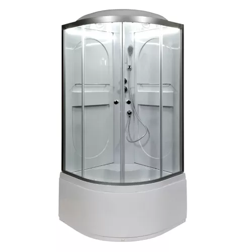 Душевая кабина AvaCan L610/690 прозрачное/хром/высокий, Цвет стекла: прозрачное, Цвет профиля: Хром, Тип поддона: Высокий, Выбрать размер: 100х100, Внешний вид: С LED освещением, Наличие крыши: есть, изображение 2