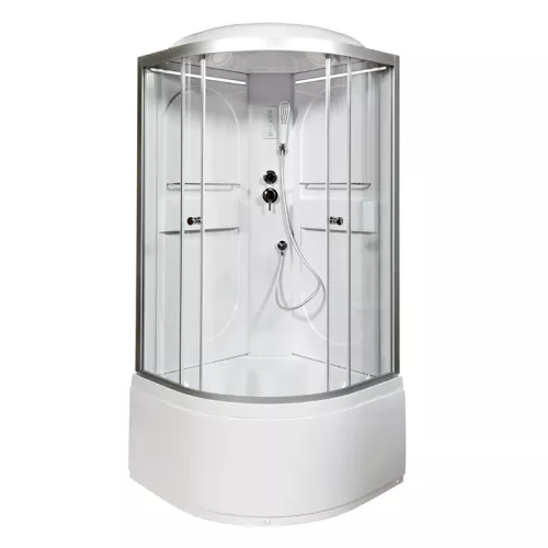 Душевая кабина AvaCan L610/690 прозрачное/хром/высокий, Цвет стекла: прозрачное, Цвет профиля: Хром, Тип поддона: Высокий, Выбрать размер: 100х100, Внешний вид: С LED освещением, Наличие крыши: есть, изображение 3