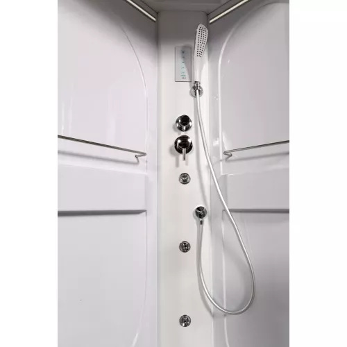 Душевая кабина AvaCan L620 L/R прозрачное/хром/высокий, Цвет стекла: прозрачное, Цвет профиля: Хром, Тип поддона: Высокий, Выбрать размер: 120х80, Внешний вид: С LED освещением, Наличие крыши: есть, Ориентация: левая, изображение 2