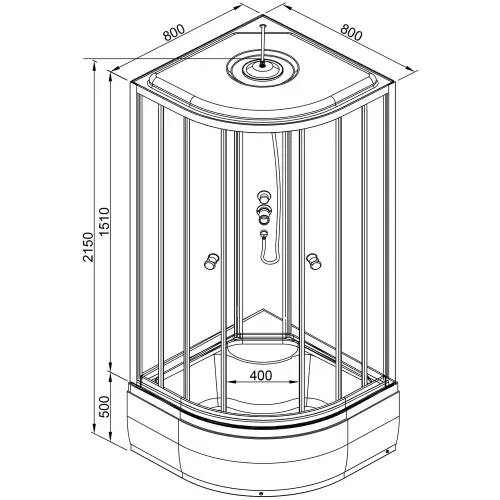 Душевая кабина AvaCan L980/990/910 с рисунком/хром/высокий, Цвет стекла: с рисунком, Цвет профиля: Хром, Тип поддона: Высокий, Выбрать размер: 80х80, Внешний вид: без гидромассажа, Наличие крыши: есть, изображение 18