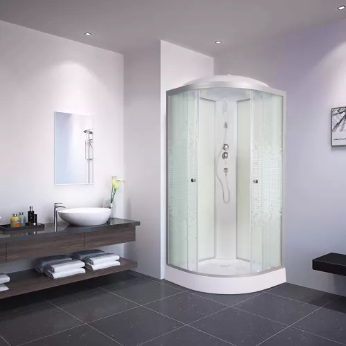 Душевая кабина AvaCan L901/908/909 с рисунком/хром/низкий, Цвет стекла: с рисунком, Цвет профиля: Хром, Тип поддона: Низкий, Выбрать размер: 80х80, Внешний вид: без гидромассажа, Наличие крыши: есть, изображение 5