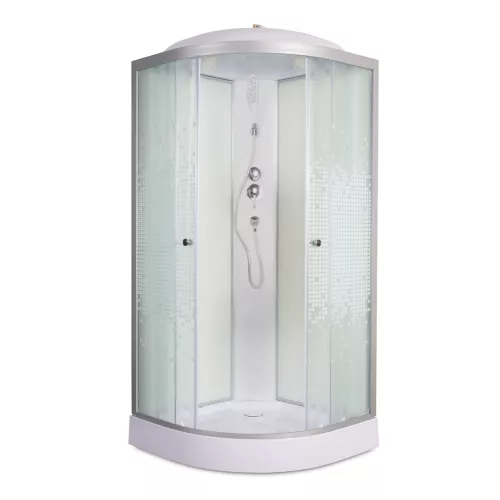 Душевая кабина AvaCan L901/908/909 с рисунком/хром/низкий, Цвет стекла: с рисунком, Цвет профиля: Хром, Тип поддона: Низкий, Выбрать размер: 80х80, Внешний вид: без гидромассажа, Наличие крыши: есть, изображение 4