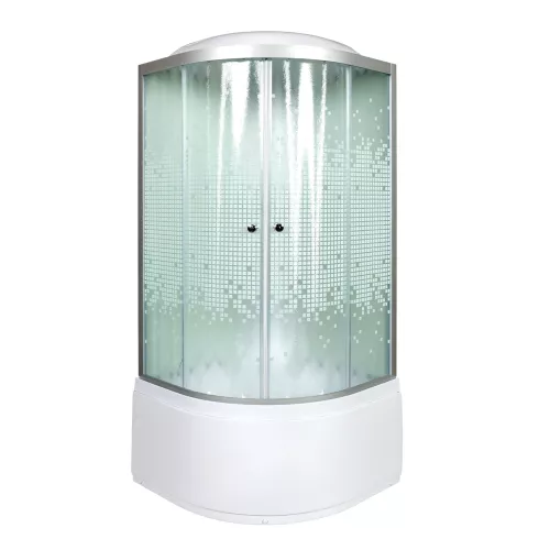 Душевая кабина AvaCan L980/990/910 с рисунком/хром/высокий, Цвет стекла: с рисунком, Цвет профиля: Хром, Тип поддона: Высокий, Выбрать размер: 80х80, Внешний вид: без гидромассажа, Наличие крыши: есть, изображение 2