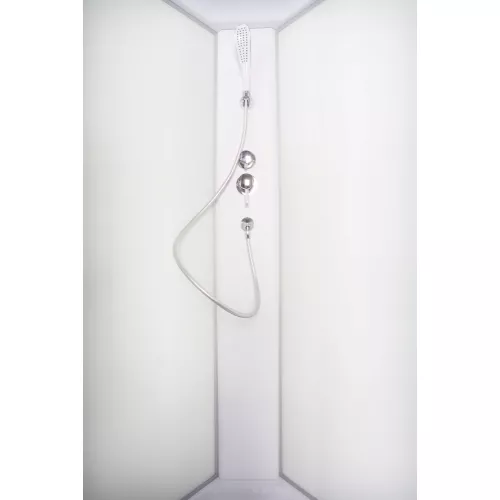 Душевая кабина AvaCan L980/990/910 с рисунком/хром/высокий, Цвет стекла: с рисунком, Цвет профиля: Хром, Тип поддона: Высокий, Выбрать размер: 80х80, Внешний вид: без гидромассажа, Наличие крыши: есть, изображение 4