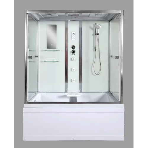 Душевая кабина AvaCan V150/160/170  прозрачное/хром/высокий, Цвет стекла: прозрачное, Цвет профиля: Хром, Тип поддона: Высокий, Выбрать размер: 150х85, Внешний вид: Гидромассаж + электрика, Наличие крыши: есть, изображение 2