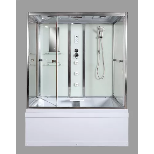 Душевая кабина AvaCan V150/160/170  прозрачное/хром/высокий, Цвет стекла: прозрачное, Цвет профиля: Хром, Тип поддона: Высокий, Выбрать размер: 150х85, Внешний вид: Гидромассаж + электрика, Наличие крыши: есть