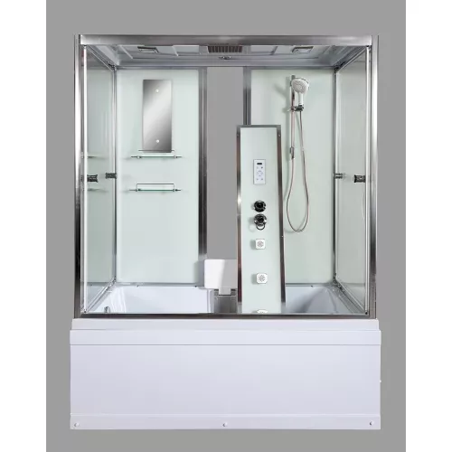 Душевая кабина AvaCan V150/160/170  прозрачное/хром/высокий, Цвет стекла: прозрачное, Цвет профиля: Хром, Тип поддона: Высокий, Выбрать размер: 150х85, Внешний вид: Гидромассаж + электрика, Наличие крыши: есть, изображение 4