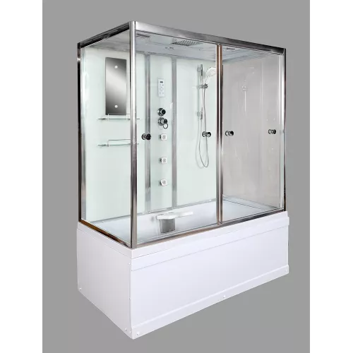 Душевая кабина AvaCan V150/160/170  прозрачное/хром/высокий, Цвет стекла: прозрачное, Цвет профиля: Хром, Тип поддона: Высокий, Выбрать размер: 150х85, Внешний вид: Гидромассаж + электрика, Наличие крыши: есть, изображение 3