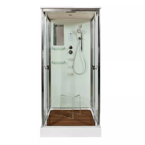 Душевая кабина AvaCan V8015/9015/1015/1215, Цвет стекла: прозрачное, Цвет профиля: Хром, Тип поддона: Низкий, Выбрать размер: 80х80, Внешний вид: Гидромассаж + электрика, Наличие крыши: есть, изображение 5