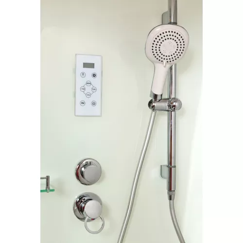 Душевая кабина AvaCan V8015/9015/1015/1215, Цвет стекла: прозрачное, Цвет профиля: Хром, Тип поддона: Низкий, Выбрать размер: 80х80, Внешний вид: Гидромассаж + электрика, Наличие крыши: есть, изображение 11