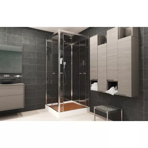 Душевая кабина AvaCan Z111, Цвет стекла: прозрачное, Цвет профиля: Хром, Тип поддона: Низкий, Выбрать размер: 100х100, Внешний вид: Гидромассаж + электрика, Наличие крыши: есть, изображение 7