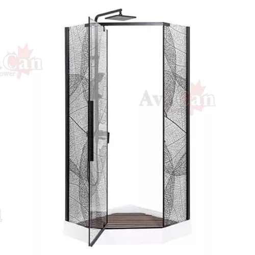 Душевой уголок AvaCan PB 90/100, Цвет стекла: с рисунком, Цвет профиля: Черный, Выбрать размер: 90х90, изображение 4