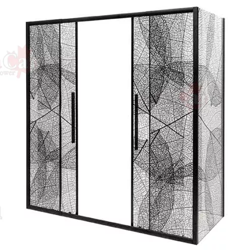 Душевой уголок AvaCan FB2  с рисунком/черный, Цвет стекла: с рисунком, Цвет профиля: Черный, Выбрать размер: 170-190х90, изображение 5