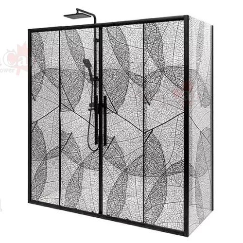 Душевой уголок AvaCan FB2  с рисунком/черный, Цвет стекла: с рисунком, Цвет профиля: Черный, Выбрать размер: 170-190х90, изображение 6