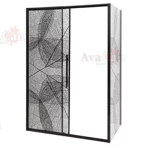 Душевой уголок AvaCan FB+SB с рисунком/черный, Цвет стекла: с рисунком, Цвет профиля: Черный, Выбрать размер: 120-140х80, изображение 6