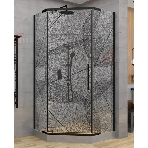 Душевой уголок AvaCan PB 90/100, Цвет стекла: с рисунком, Цвет профиля: Черный, Выбрать размер: 90х90