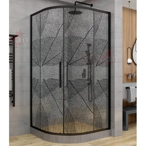 Душевой уголок AvaCan HB 80/90/100/120, Цвет стекла: с рисунком, Цвет профиля: Черный, Выбрать размер: 80х80