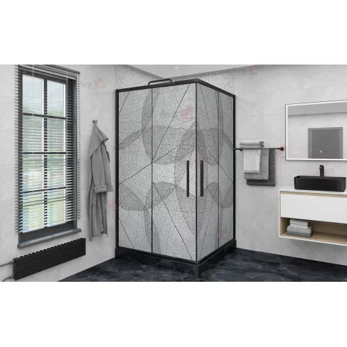 Душевой уголок AvaCan KB 80/100 MT, Цвет стекла: матовое с рисунком, Цвет профиля: Черный, Выбрать размер: 90х90, изображение 2