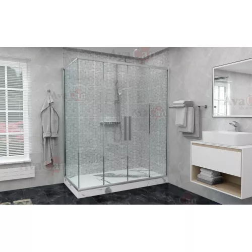 Душевой уголок AvaCan FC2 прозрачное/хром, Цвет стекла: прозрачное, Цвет профиля: Хром, Выбрать размер: 190-210х100, изображение 2