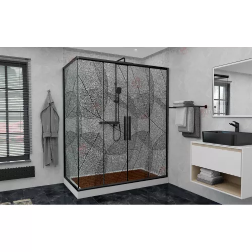 Душевой уголок AvaCan FB2  с рисунком/черный, Цвет стекла: с рисунком, Цвет профиля: Черный, Выбрать размер: 170-190х90, изображение 4