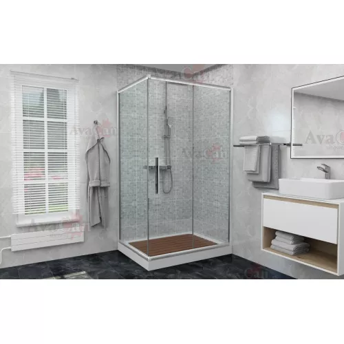 Душевой уголок AvaCan FC+SС прозрачное/хром, Цвет стекла: прозрачное, Цвет профиля: Хром, Выбрать размер: 120-140х90, изображение 6