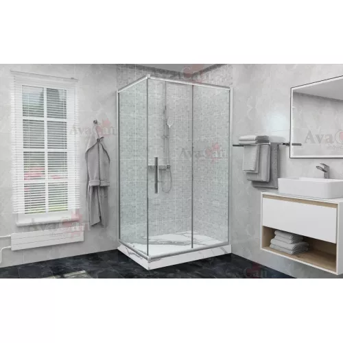 Душевой уголок AvaCan FC+SС прозрачное/хром, Цвет стекла: прозрачное, Цвет профиля: Хром, Выбрать размер: 120-140х90, изображение 5