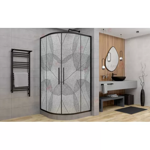 Душевой уголок AvaCan HB 80/90/100/120 MT, Цвет стекла: матовое с рисунком, Цвет профиля: Черный, Выбрать размер: 80х80, изображение 4