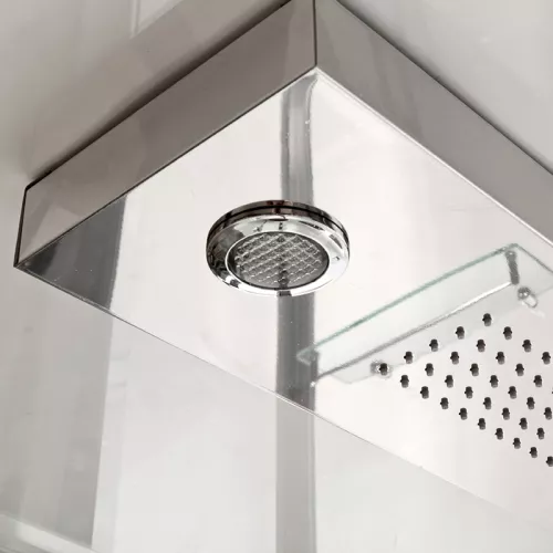 Душевая кабина AvaCan Z111, Цвет стекла: прозрачное, Цвет профиля: Хром, Тип поддона: Низкий, Выбрать размер: 100х100, Внешний вид: Гидромассаж + электрика, Наличие крыши: есть, изображение 9