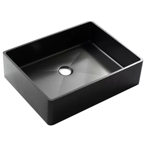 Раковина D4837B Castle MELANA ProfLine 1,2 мм черная накладная, Сифон, донный клапан, Выбрать цвет: Черный, изображение 2