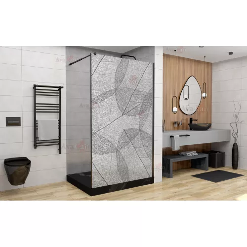 Душевая перегородка AvaCan MB100/110/120 MT, Цвет стекла: матовое с рисунком, Цвет профиля: Черный, Выбрать размер: 110, изображение 2