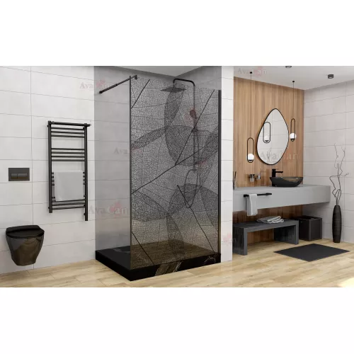 Душевая перегородка AvaCan MB100/110/120, Цвет стекла: с рисунком, Цвет профиля: Черный, Выбрать размер: 120, изображение 2
