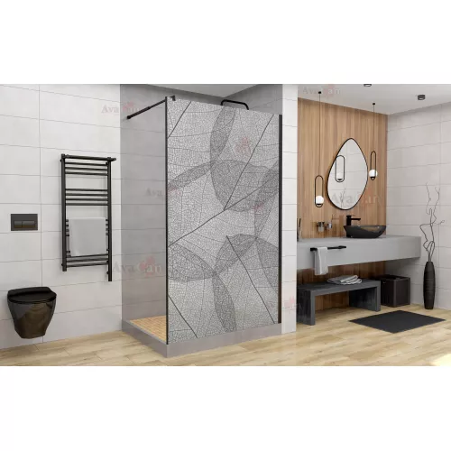 Душевая перегородка AvaCan MB100/110/120 MT, Цвет стекла: матовое с рисунком, Цвет профиля: Черный, Выбрать размер: 110, изображение 3