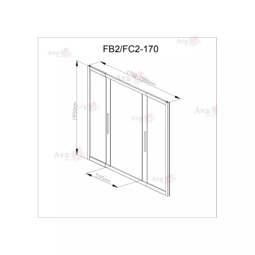 Душевая дверь в нишу AvaCan FB2, Цвет стекла: с рисунком, Цвет профиля: Черный, Выбрать размер: 170-190, изображение 16