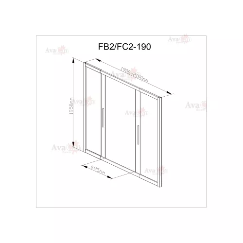 Душевая дверь в нишу AvaCan FC2, Цвет стекла: прозрачное, Цвет профиля: Хром, Выбрать размер: 190-210, изображение 11