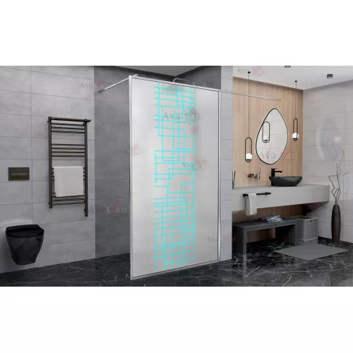 Душевая перегородка AvaCan LC 100/110/120 MT, Цвет стекла: матовое с рисунком, Цвет профиля: Хром, Выбрать размер: 100, изображение 2