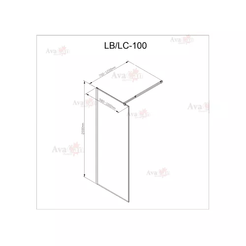 Душевая перегородка AvaCan LB 100/110/120 MT, Цвет стекла: матовое с рисунком, Цвет профиля: Черный, Выбрать размер: 100, изображение 5