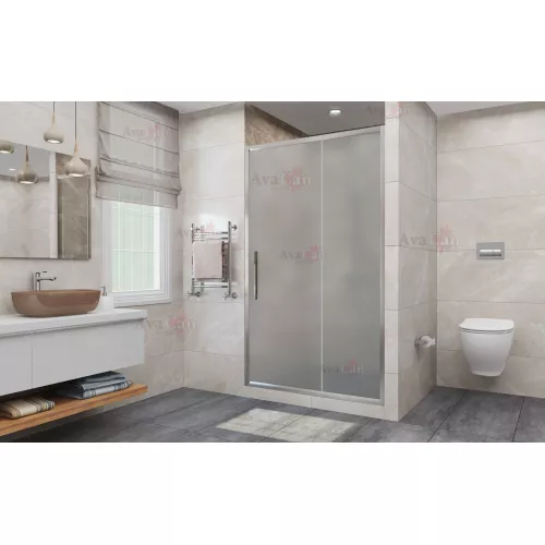 Душевая дверь в нишу AvaCan FС MT, Цвет стекла: матовое, Цвет профиля: Хром, Выбрать размер: 120-140, изображение 2