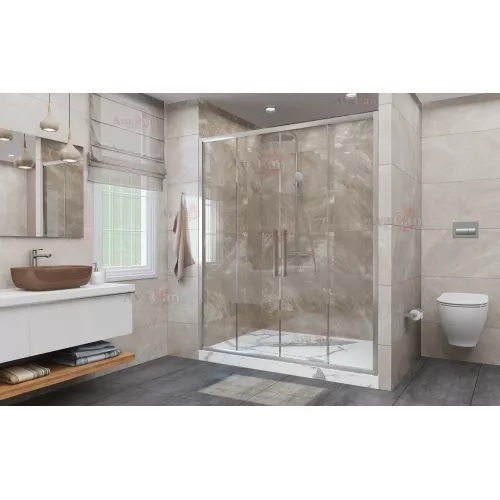 Душевая дверь в нишу AvaCan FC2, Цвет стекла: прозрачное, Цвет профиля: Хром, Выбрать размер: 190-210, изображение 2