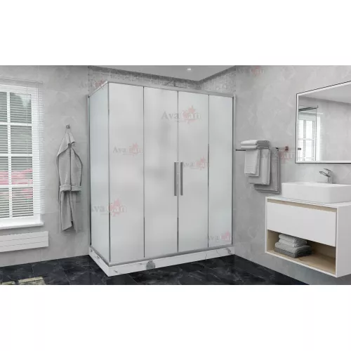 Душевой уголок AvaCan FC2 матовое/хром, Цвет стекла: матовое, Цвет профиля: Хром, Выбрать размер: 170-190х80, изображение 2