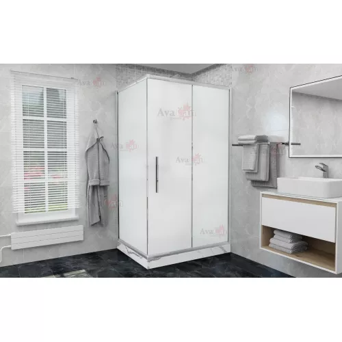 Душевой уголок AvaCan FС+SС матовое/хром, Цвет стекла: матовое, Цвет профиля: Хром, Выбрать размер: 120-140х80, изображение 2