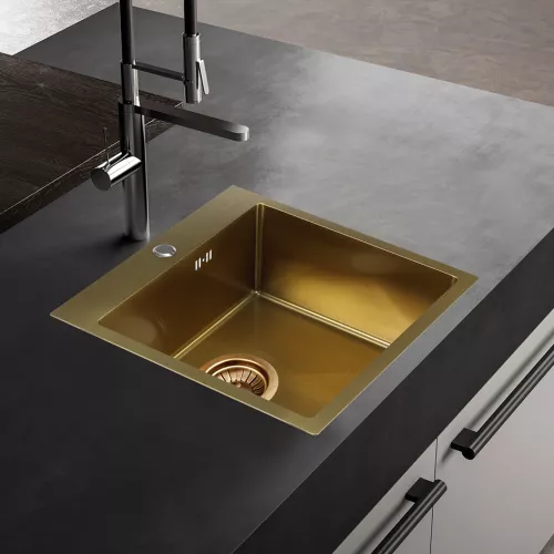 Мойка D5050HG MELANA ProfLine 3,0/200 ЗОЛОТО врезная, Выбрать цвет: Золото, изображение 2
