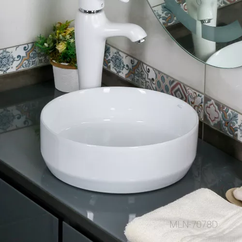 Раковина MELANA MLN-7078D/A/ABW /7076, Выбрать цвет: Белая, Выбрать размер: 35х35х12, изображение 2