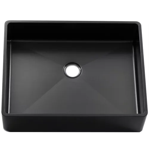 Раковина D4837B Castle MELANA ProfLine 1,2 мм черная накладная, Сифон, донный клапан, Выбрать цвет: Черный, изображение 3