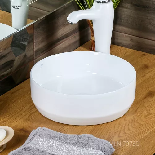 Раковина MELANA MLN-7078D/A/ABW /7076, Выбрать цвет: Белая, Выбрать размер: 35х35х12, изображение 3