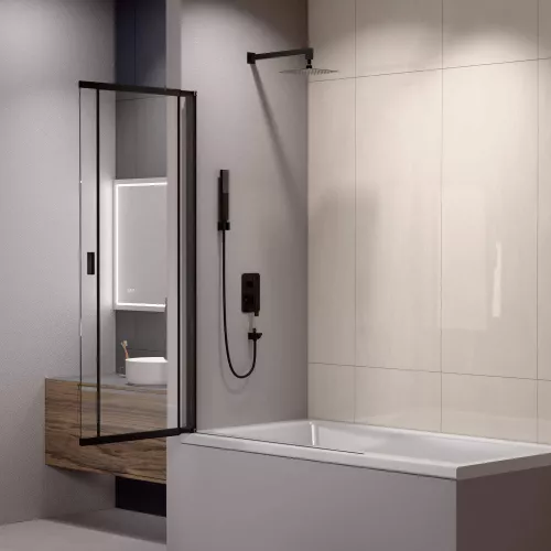 Шторка на ванну RGW SC-40B, Цвет стекла: прозрачное, Цвет профиля: Черный, Выбрать размер: 100, изображение 5